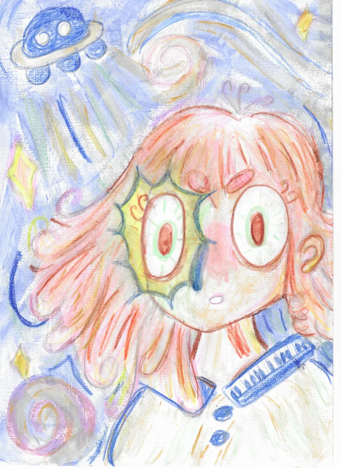 Stardust gaze, coloured pencil
